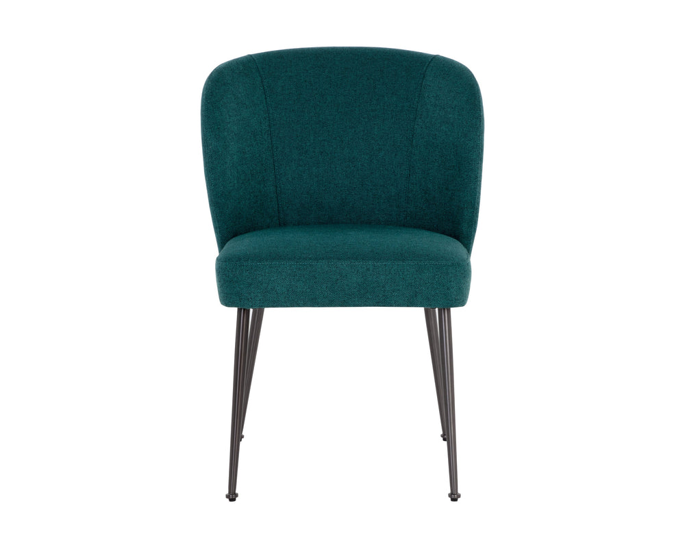 Sunpan Ivana Dining Chair - Stylish Modern Design with Smooth Curves and Elegant Gunmetal Stainless Steel Legs Soho Teal