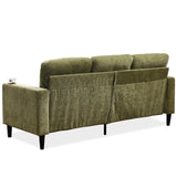 English Elm Modern Design Chenille 3 Seater L-Shape Sectional Sofa With Storage Chaise For Apartment, Studio, Office,Living Room,L Shape-Green