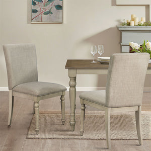 Martha Stewart Fiona Farm House Upholstered Dining Chair with Turned Wood Legs Set of 2 MT108-1186 Light Grey