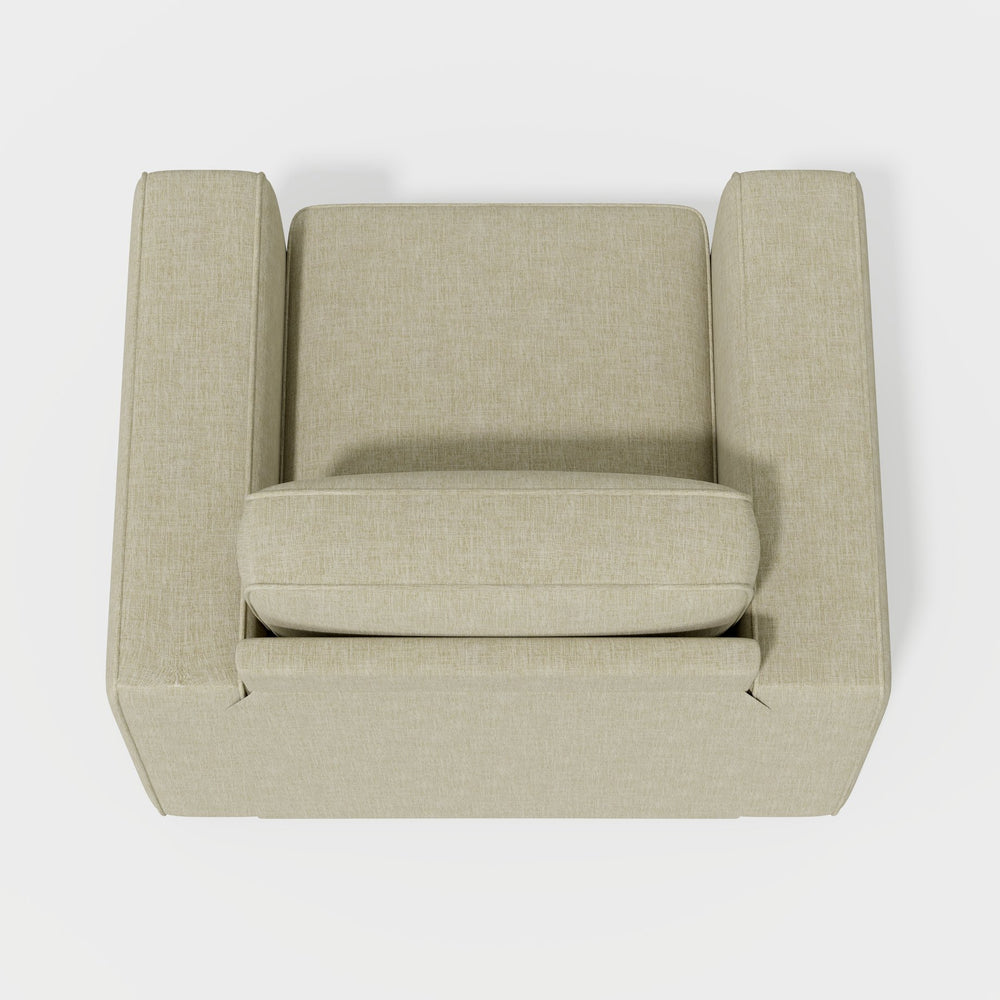 English Elm Swivel Linen Accent Chair 36" Wide Mid-Century Modern Ergonomic Back 360° Rotation Beige Sofa T3950P387637