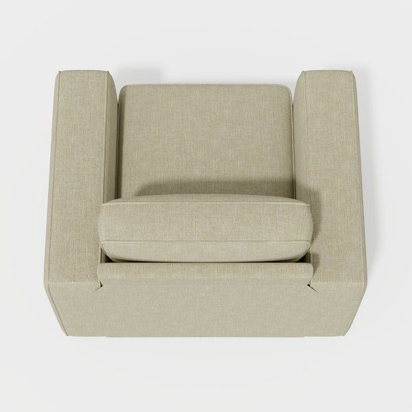 English Elm Swivel Linen Accent Chair 36" Wide Mid-Century Modern Ergonomic Back 360° Rotation Beige Sofa T3950P387637