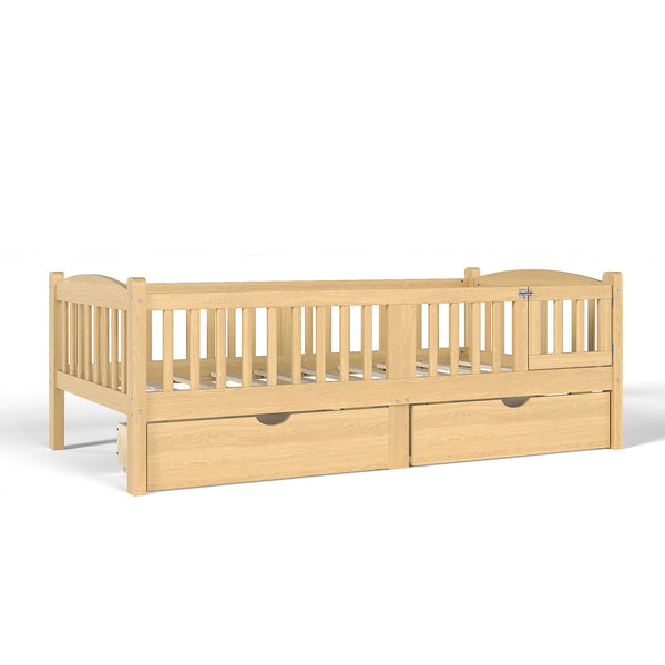 English Elm Metal Twin Over Full Bunk Bed White Steel Frame Space Saving Slat Support for Teens Natural W1580P383110
