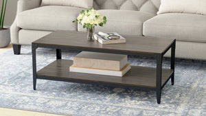 English Elm Wallace & Bay - Brown Coffee Table - Industrial Charm With Solid Wood Durability & Low-Maintenance Finish For Living Rooms B2709P212398-GIGA