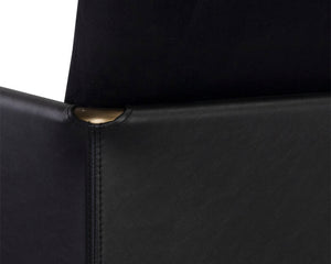 Sunpan Bellevue Lounge Chair - Elegant Upholstered Design with Antique Brass Frame and Unique Textures Abbington Black / Bravo Black