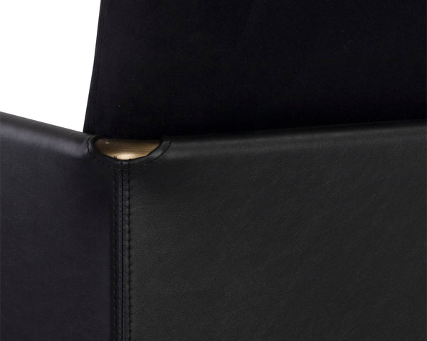 Sunpan Bellevue Lounge Chair - Elegant Upholstered Design with Antique Brass Frame and Unique Textures Abbington Black / Bravo Black