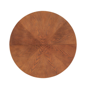 English Elm Walnut Round Dining Table 39.4" — Elegant Pedestal Base, Fluted Carvings, Durable Plywood-Rubberwood Build N842P315206D