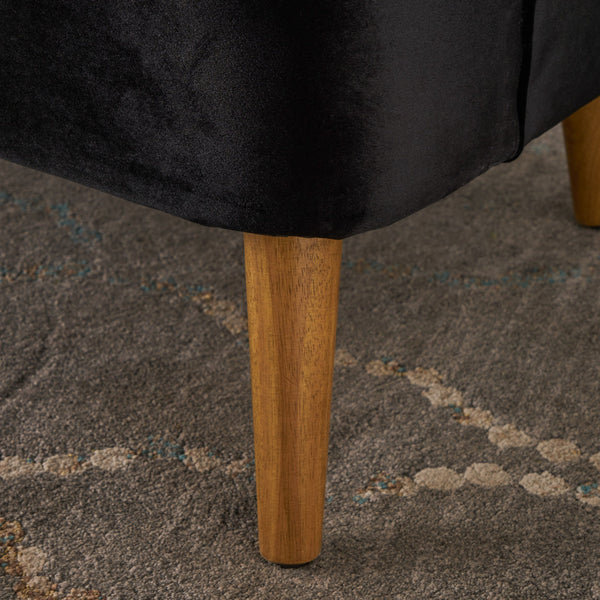 English Elm Chair Velvet Club Seat with Channel Stitching and Rubberwood Legs for Modern Interiors 61714.00BLK