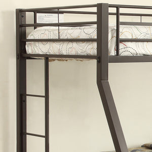 English Elm Sandy Twin-Over-Full Bunk Bed with 20-Slat Support, Full-Length Guardrail & Reversible Ladder, Sandy Brown Finish B062S00522
