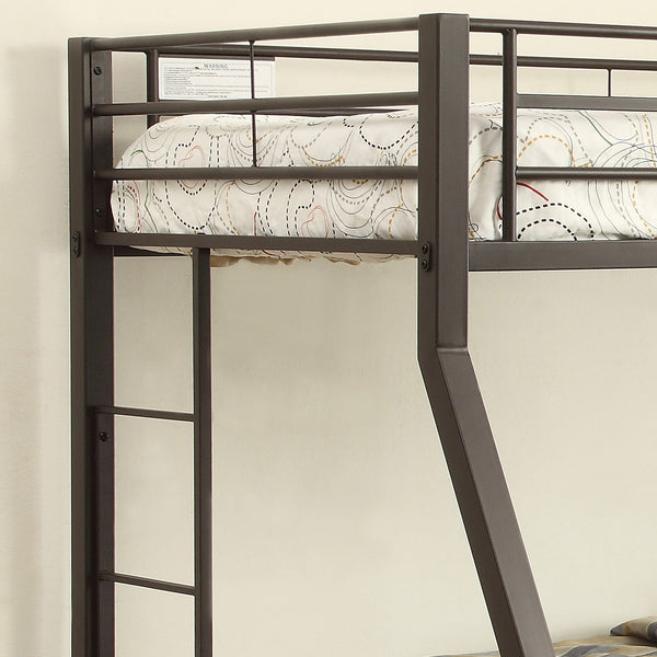 English Elm Sandy Twin-Over-Full Bunk Bed with 20-Slat Support, Full-Length Guardrail & Reversible Ladder, Sandy Brown Finish B062S00522