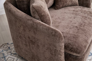 English Elm 360° 360 Swivel Oversized Chenille Armchair with Pocket Spring Seat and Three Throw Pillows Brown W1361S00049