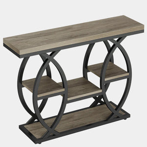 English Elm Hall Console Table Faux Marble Top Gold Geometric Base Modern Entryway Accent T3971P453217