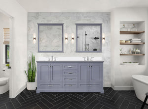 English Elm Dark Grey Double Bath Vanity 72 in W x 22 in D with Cultured Marble Top, Solid Wood, Soft-Close Storage Designed for Durability and Easy Installation B2731P258393