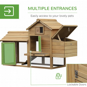 English Elm Pawhut Solid Fir Elevated Chicken Coop with Nesting Box and Run for Backyard Flocks W2225P217057