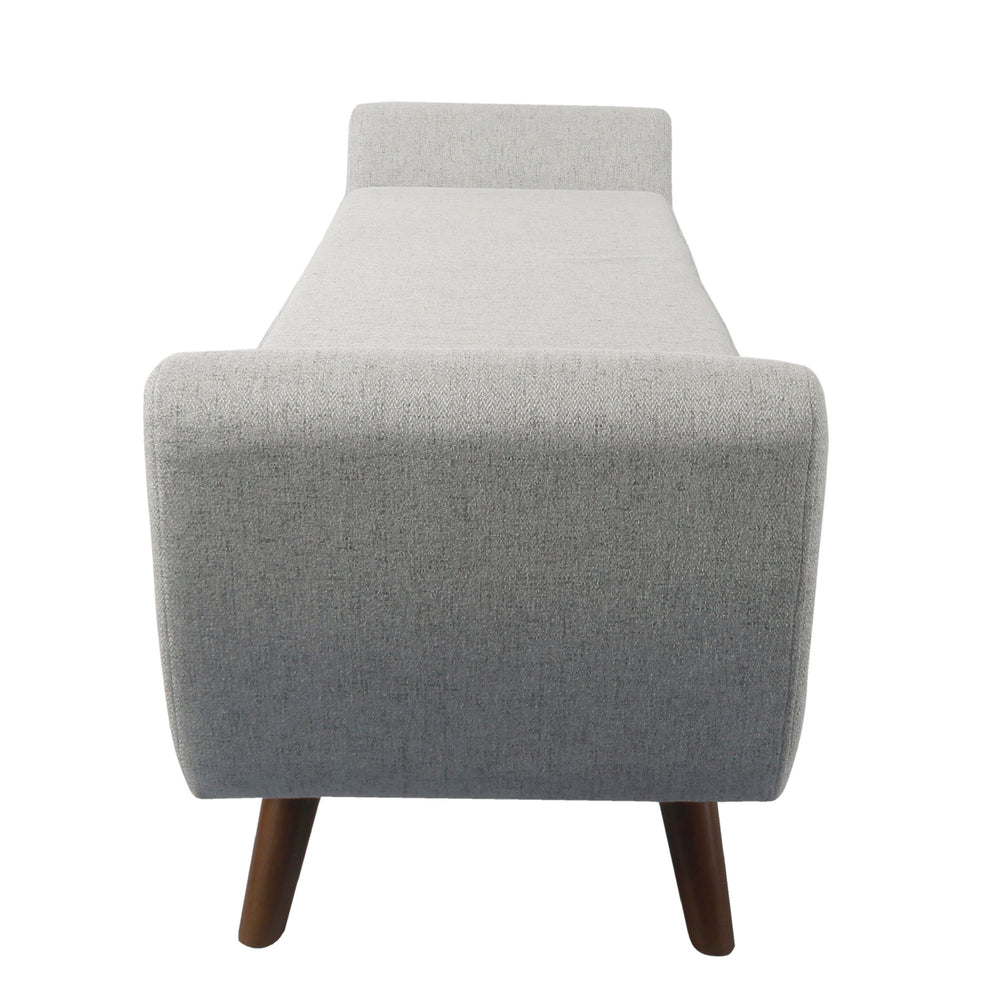 English Elm Rae Woven Fabric Storage Bench Ottoman with Arms and Walnut Legs for Bedroom B056P412631