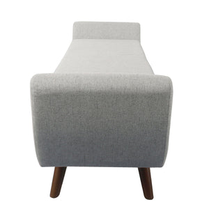 English Elm Rae Woven Fabric Storage Bench Ottoman with Arms and Walnut Legs for Bedroom B056P412631