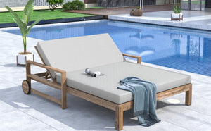 English Elm Trexm Solid Acacia Outdoor Daybed Farmhouse Slatted Frame with Adjustable Backrest TM000011AAE