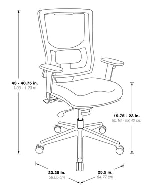 OSP Home Furnishings Progrid® Breathable Mesh Mid Back Office Chair with Lumbar Support and Ergonomic Tilt 95672-2M