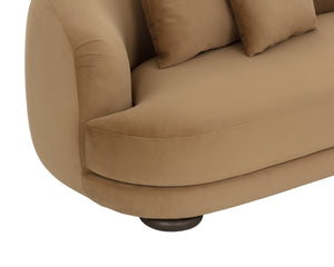 Sunpan VALENTINA Sofa - Plush Kona Camel Upholstered Curved Seating for Modern Living Rooms & Lounges 112346