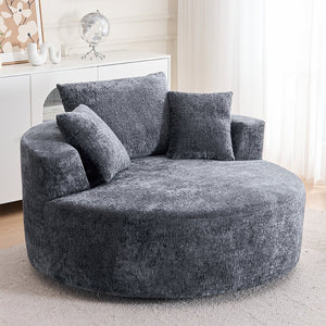 English Elm Round Swivel Barrel Chair Plush Chenille Upholstery Cozy Accent Seat for Any Room Grey W2915P338891
