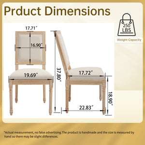 English Elm French Country Dining Chairs Set Of 2 – Elegant Upholstered Square Back, Stylish Comfort For Dining W3426P324534