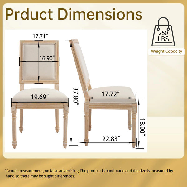 English Elm French Country Dining Chairs Set Of 2 – Elegant Upholstered Square Back, Stylish Comfort For Dining W3426P324534