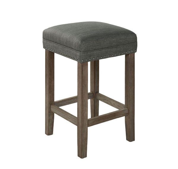 English Elm Transitional Counter Height 3pc Dining Set with USB Charging, Storage Shelves & Padded Seats Gray 53 L x 22 W x 12 H B2741P384392