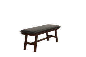 English Elm Dark Dark Walnut Finish 48" Wood Framed Dining Bench 1pc - Faux Leather Cushion, Solid Birch Veneer B011P192195