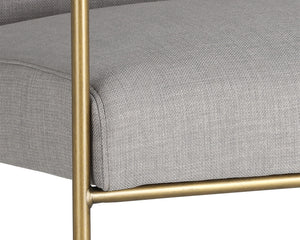 Sunpan Balford Dining Armchair - Elegant Mid-Century Design with Comfortable Seat and Antique Brass Frame Arena Cement