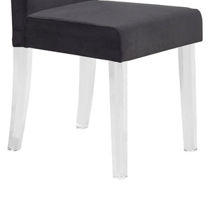 English Elm Quinara Plush Velvet Dining Chair with Clear Acrylic Legs, Set of 2 — Modern Comfortable Seating Black B2736P354368