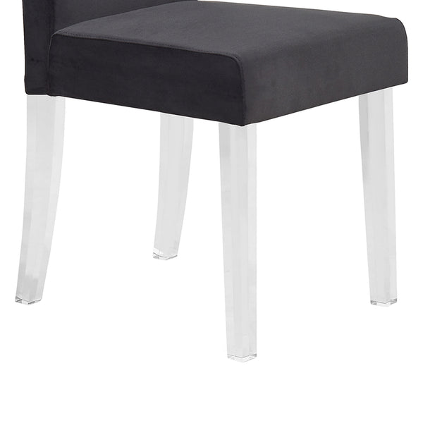 English Elm Quinara Plush Velvet Dining Chair with Clear Acrylic Legs, Set of 2 — Modern Comfortable Seating Black B2736P354368