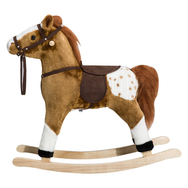 English Elm Qaba Plush Rocking Pony for Toddlers with Sound Effects and Padded Saddle Playroom Fun W2225P217966