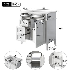 English Elm 30'' Modern Bathroom Vanity With Ceramic Sink, Soft-Close Drawers & Stylish Storage Cabinet Solutions N710P206904Z