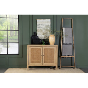 English Elm Henley Natural Mango Wood 2-Door Accent Cabinet with Rustic Cane Doors, Antique Brass Knobs, Storage - Island-Inspired 38"W x 32"H x 16"D B062P350431
