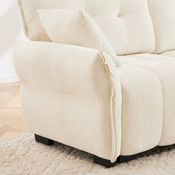 English Elm Modular Chenille Sectional Sofa with Ottoman Solid Wood Frame Living Room Seating White W714S01657