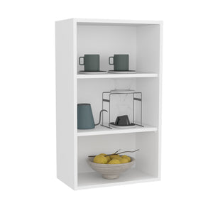 English Elm Eco 36" High Open 3-Tier Wall Cabinet with Durable Particle Board Shelves for Stylish Storage Solution White 20.6 L x 66 W x 9 H B070P254760