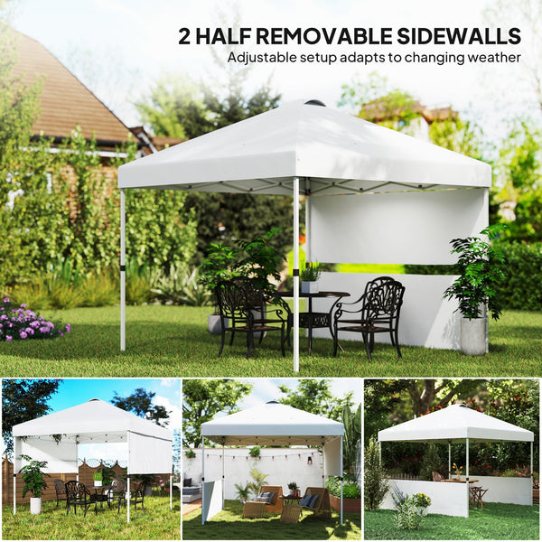 English Elm Outsunny 10x10 Pop up Canopy Uv50 Oxford Roof Adjustable Legs Wheeled Bag W2225P485603