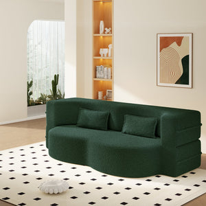 English Elm Modern Corduroy Floor Sofa Foldable Twin Sleeper Foam Filled for Dorms and Playrooms Green W1885P446602