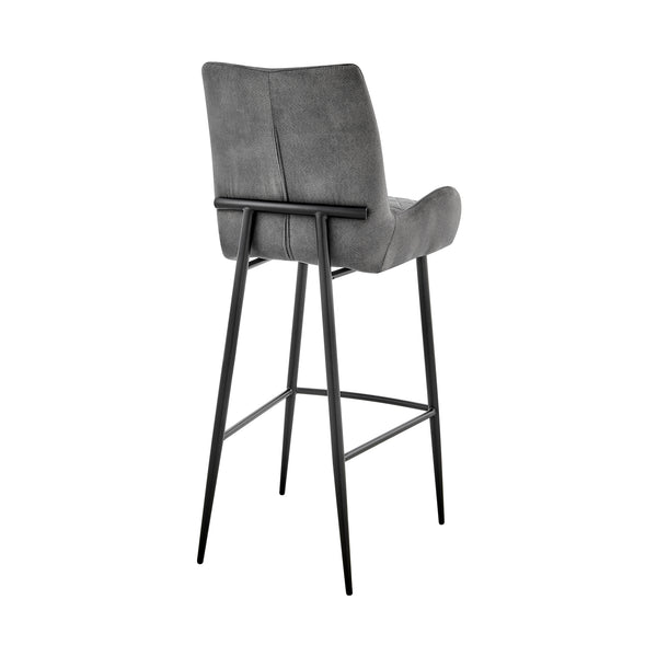 English Elm Garren Charcoal 30" Bar Height Stool with Durable Fabric Upholstery, Modern Black Metal Frame B2736P268553