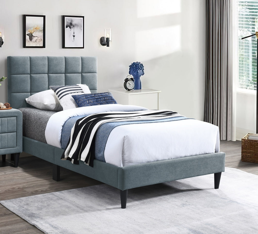 English Elm Full Size Biscuit Tufted Linen Upholstered Bed Adjustable Headboard Gray Bedroom B011P415818