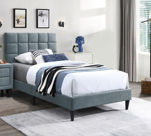 English Elm Full Size Biscuit Tufted Linen Upholstered Bed Adjustable Headboard Gray Bedroom B011P415818