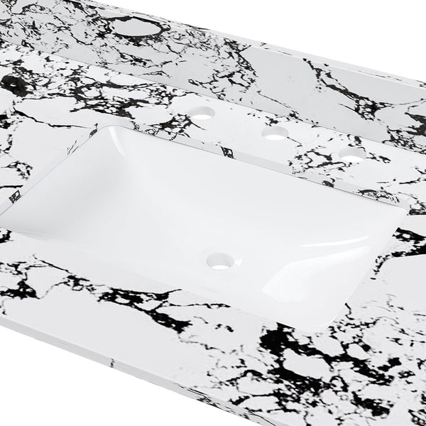 English Elm 43"X22" Bathroom Vanity Top With Undermount Sink & Backsplash - Panda White Artificial Marble Elegance W509P362108