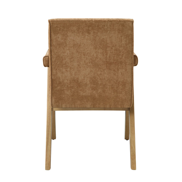 English Elm Zoey Plush Chenille Side Chair with Oak Veneer Frame, Padded Seat & Back for Comfortable Dining Chocolate 28.74 L x 24.8 W x 28.35 H B2726P402038