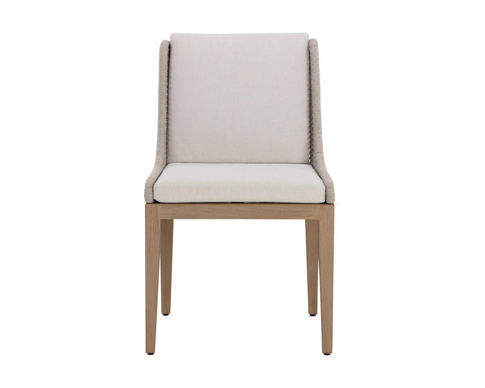 Sunpan Sorrento Dining Chair - Modern Outdoor Seating with Durable Teak Wood and Fade-Resistant Fabric Drift Brown / Palazzo Cream