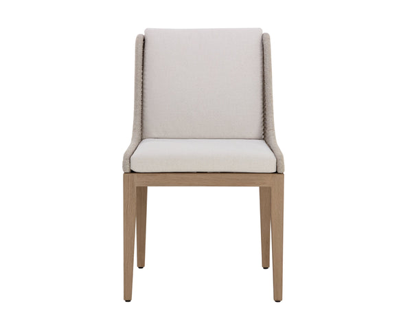 Sunpan Sorrento Dining Chair - Modern Outdoor Seating with Durable Teak Wood and Fade-Resistant Fabric Drift Brown / Palazzo Cream