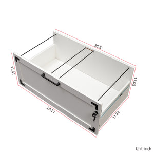 English Elm 2 Drawer Farmhouse File Cabinet with Lock for Home Office – Rustic Charm, Secure Storage, Spacious Organization White W331P272379