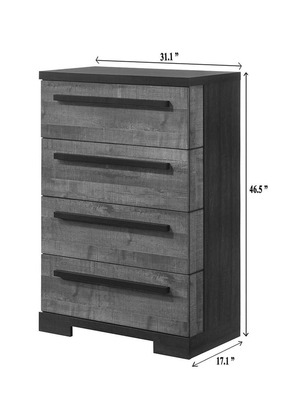 English Elm 1pc Modern 2-Drawer Nightstand Gray Wood Finish for Bedroom Storage, Compact Stylish Accent Piece Black White 35 L x 21 W x 51 H B011P210427