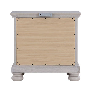 English Elm 2-frawer Gray Nightstand with Usb Ports Transitional Millwork Bun Feet Bedside Table B2709P453739