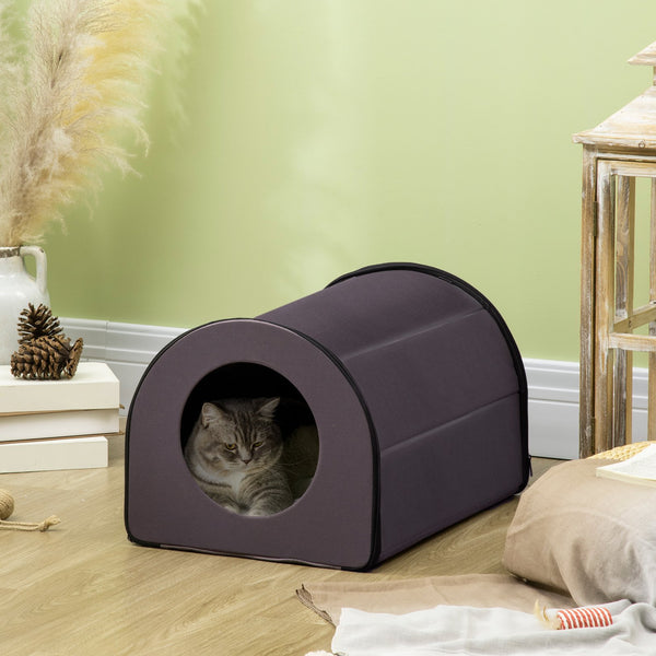 English Elm Pawhut Insulated Dome Cat Shelter Heated Fleece Bed Waterproof Winter Pet House W2225P249718