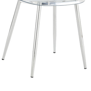 English Elm Table and Chair Set Oval Tempered Glass Top Silver Base with 8 Acrylic Dining Seats W1151S04747