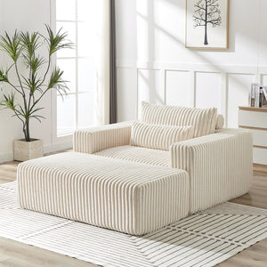 English Elm 75-Inch Corduroy Sponge Lounge Chair With Removable Footrest – Stylish, Comfortable, No Assembly Needed! W834P206099
